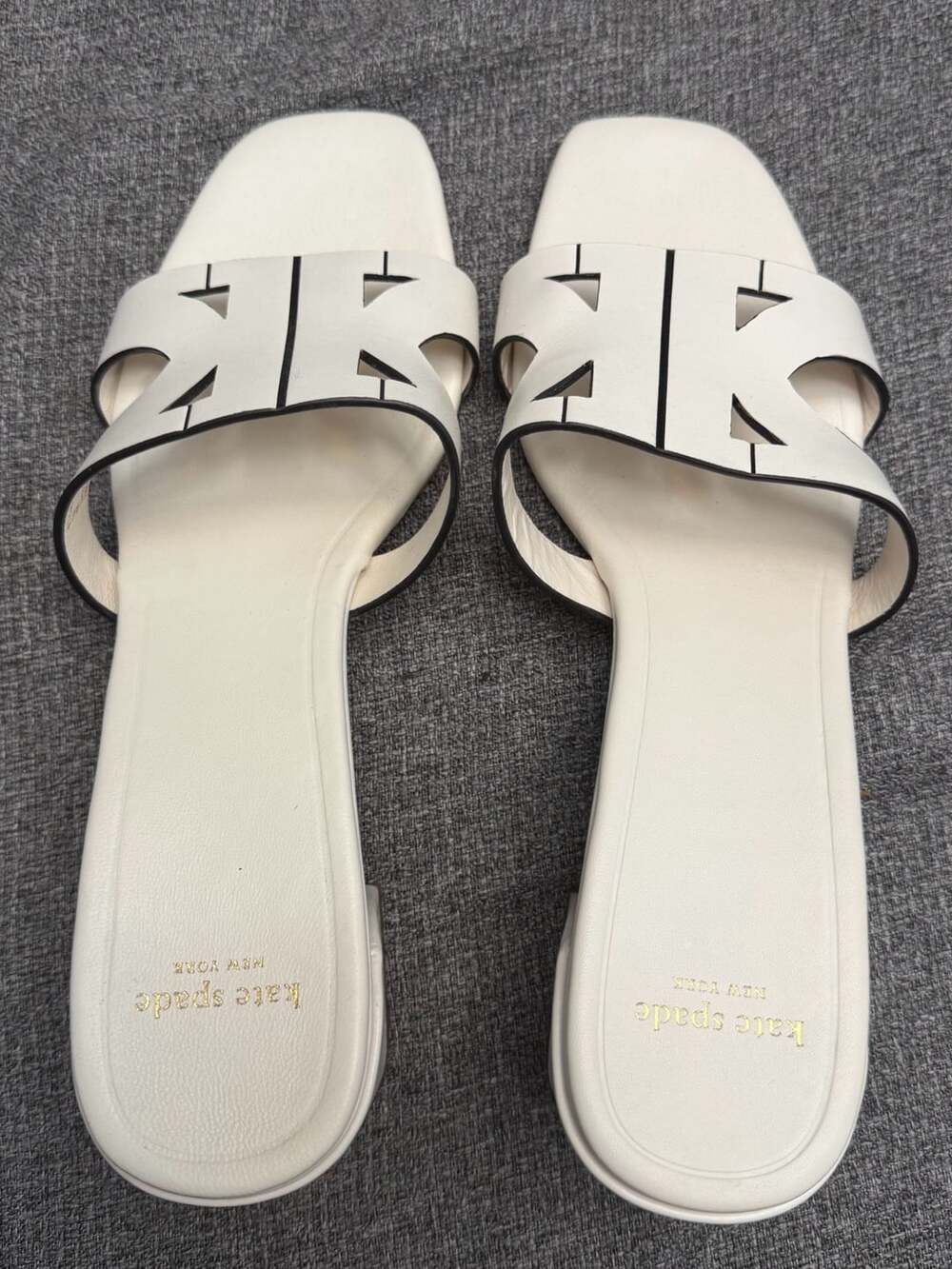Kate Spade New York Duo Slide Sandals Size 8B Cream Leather